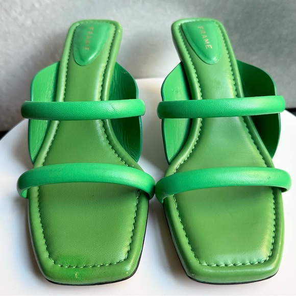 🌸FRAME🌸 Le Carlotta Green Leather Sandal Size: 37 - Picture 6 of 16